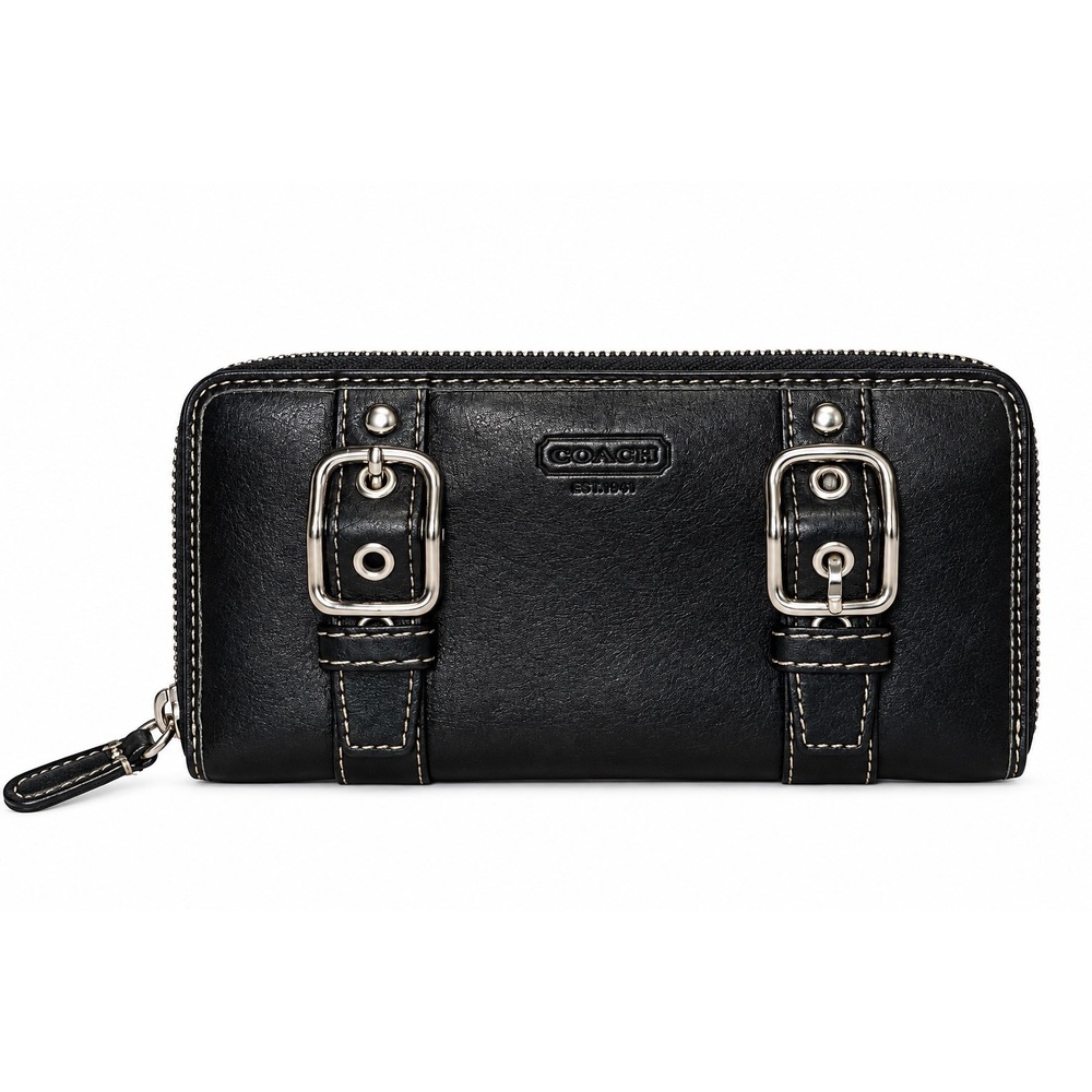 Coach Black Leather Soho Zip Around Wallet